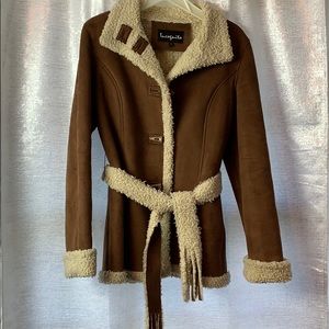 Long Sleeve nubuck suede coat w/ Sherpa lining